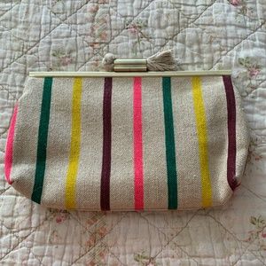 J.Crew Striped Canvas Clutch